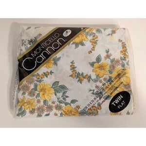 NOS Vintage Cannon Monticello Flower Clusters Floral Twin Flat Top Sheet 66X96